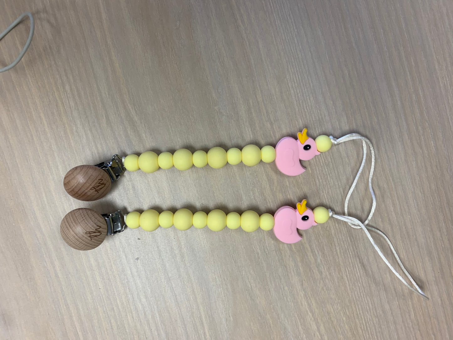 Pink Ducky Pacifier and Toy Clip