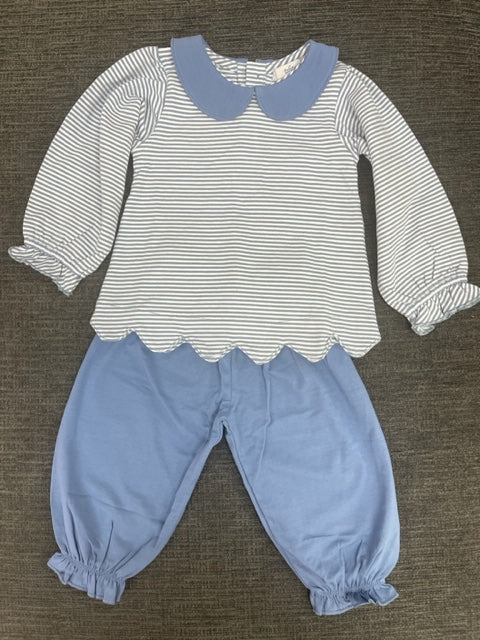 Baby Blue Striped Pant Set