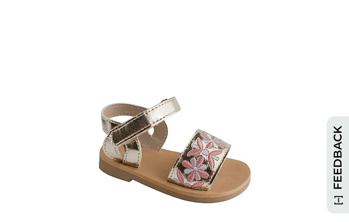 Gold Strap Sandal with Embroidery