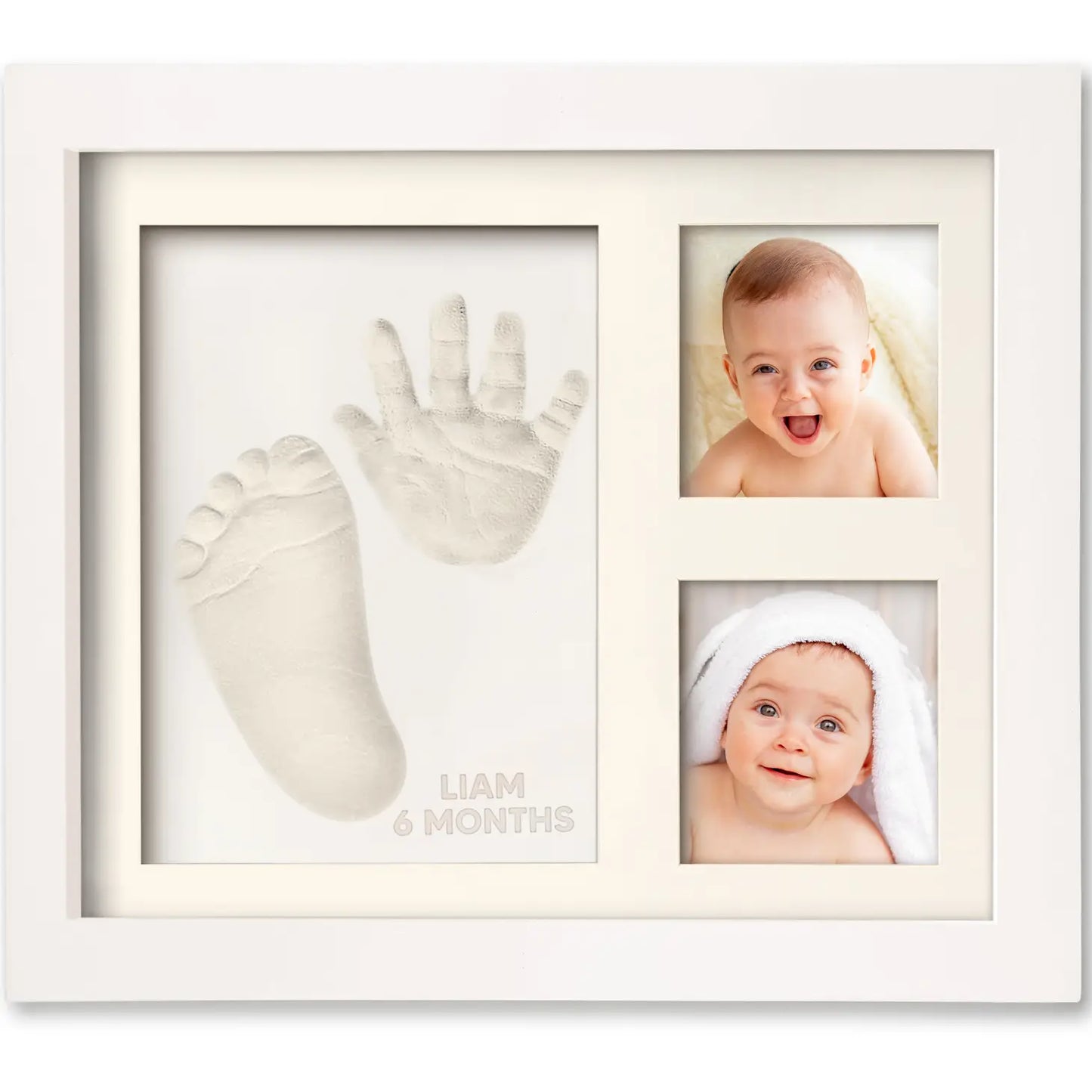 White Frame - Double Picture w/Hand & Footprints