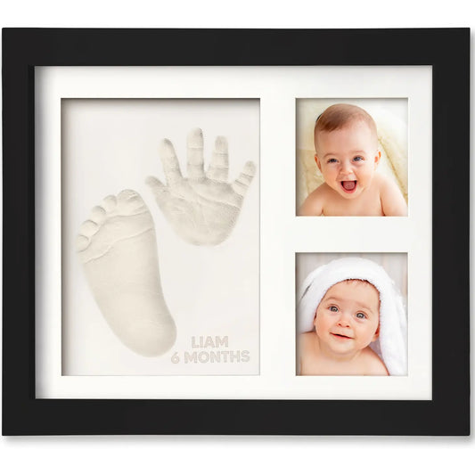 Black Frame - Double Picture w/Hand & Footprints